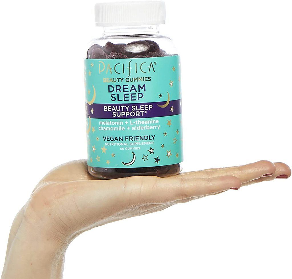 Pacifica Dream Sleep Beauty Gummies Review 4 Someone holding a bottle of pacifica dream sleep gummies